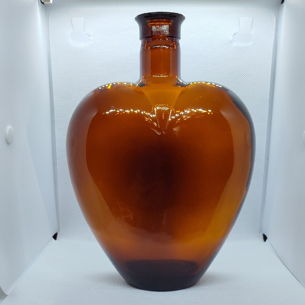 Vintage Paul Masson Amber Glass Heart-Shaped Vase
